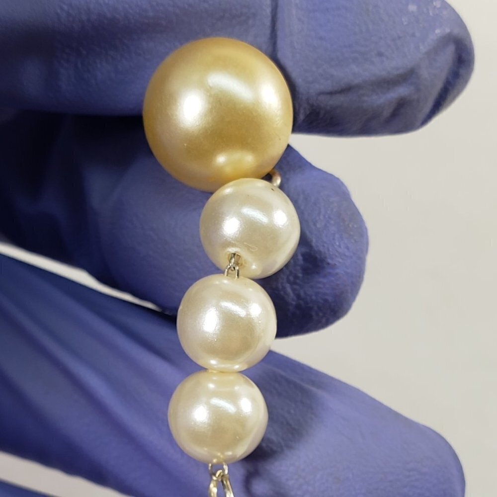 Off-White Bead Rectangular Shape Pink Stone Post … - image 4